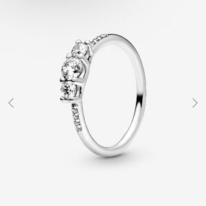 Pandora Women's Ring Clear Three-Stone Sterling Silver Size US 4.5 EU 48